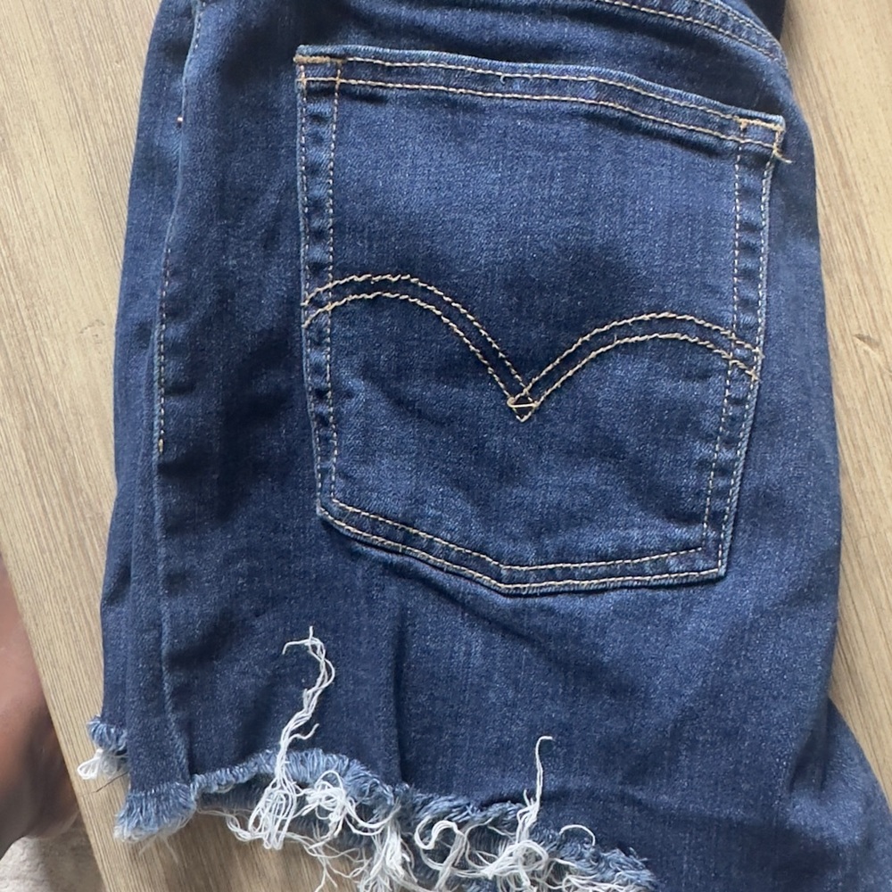 Levi’s Denim High Rise Frayed Hem Shorts